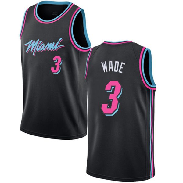 

18-19 city 2021 new basketball jersey 3 wade color black size s-xxl, Black;red
