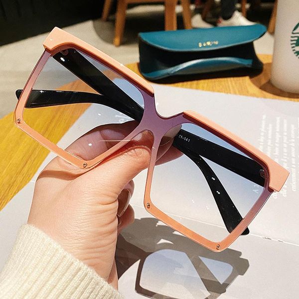 

sunglasses vintage double color frame square gradient for women brand oversized sun glasses female elegant rivet shades, White;black