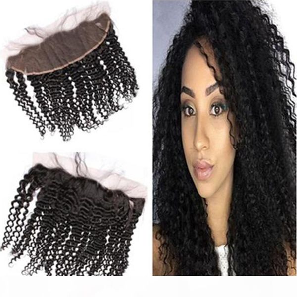 

virgin mongolian kinky curly lace frontal closure bleached knots 7a grade mongolian 13x4 ear to ear full lace frontal hair pieces in stock, Black;brown