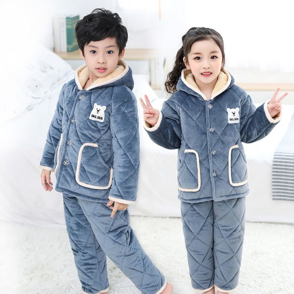 

and children's cotton pajamas in winter, White