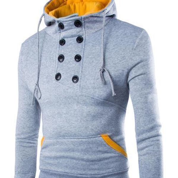 

the new 2020 fashion designer double-breasted pullover for men is a slim, brushed hoodie for men, ing, Black