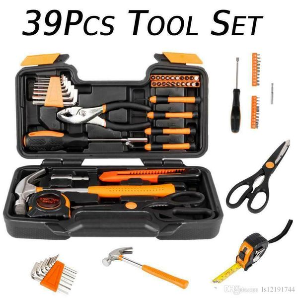 

39pcs orange tool set household tools kit box mechanics women ladies