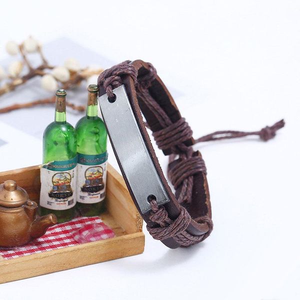 

jewelry wholesale new cool punk bracelet genuine leather bangle cuff blank metal charm bracelets ing