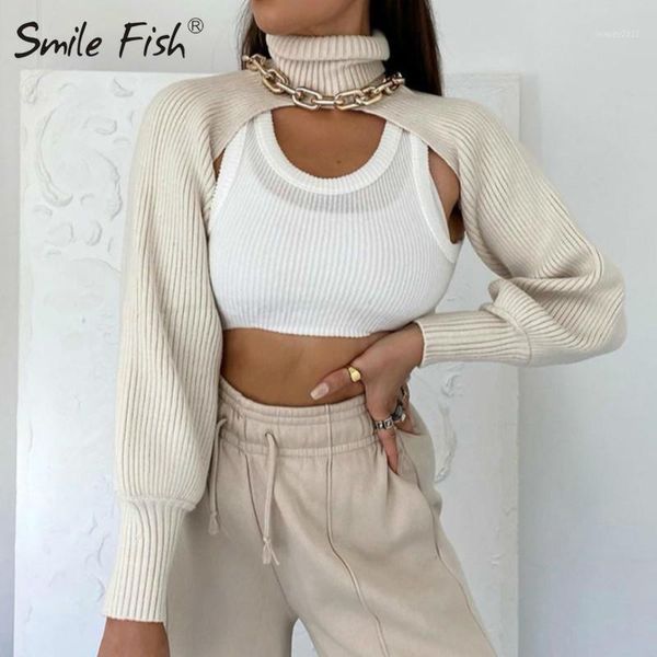 

women's sweaters women turtleneck long sleeve knitting sweater casual femme chic pullover high street lady knitted cropped g22171, White;black
