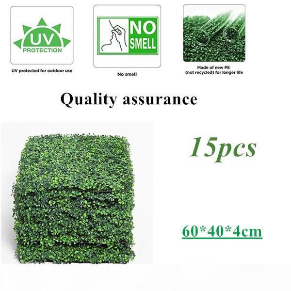 

15pcs garden artificial hedge panel ivy leaf private screen plants greenery fence 40x60cm party wedding decorations wall ornamen