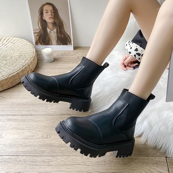 

boots white mid-calf female shoes round toe winter footwear boots-women luxury designer low ladies rubber mid calf autumn1, Black