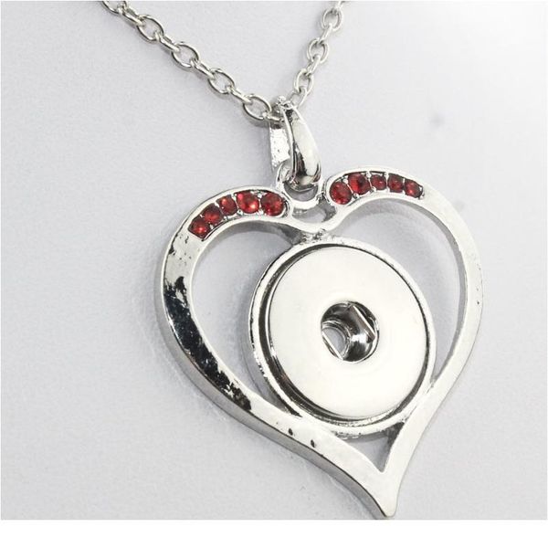 

ne217 black crystal snap button jewelry classical pendant necklace(fit 18mm snap ) 031002 ne2 bbyfcz, Silver