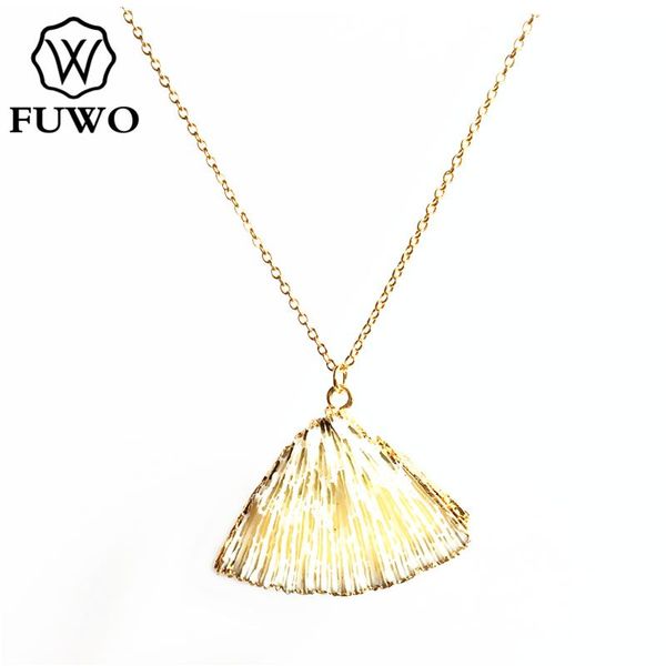 

pendant necklaces fuwo natural white coral necklace with gold trimmed real seashell beach boho jewelry for women gift nc508, Silver