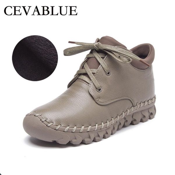 

boots cevabule 100% artisan hand made genuine leather women winter sewn soft soles quality lace up ankle for ljy-758, Black