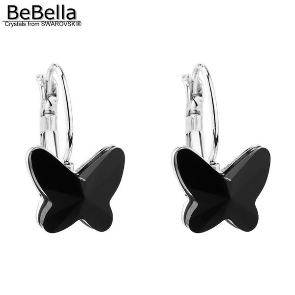 

bebella 4 colors butterfly piercing earrings crystals from rhodium plated fashion jewelry for women girls gift, Silver