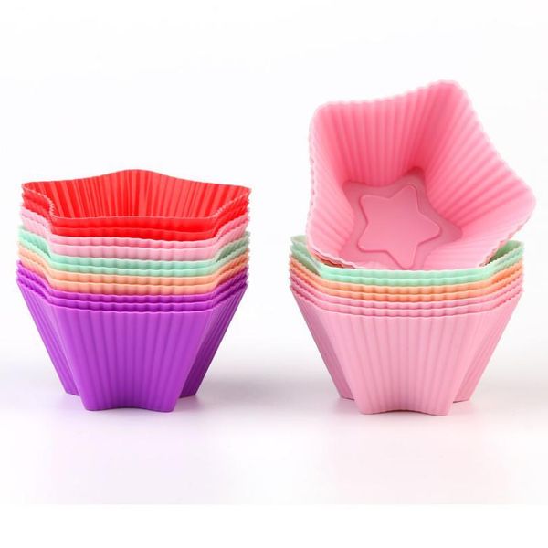 

sile cake mold fondant pan 3d muffin cupcake star shaped kitchen baking pastry tools cake decorating tools 6/12 jlltbd