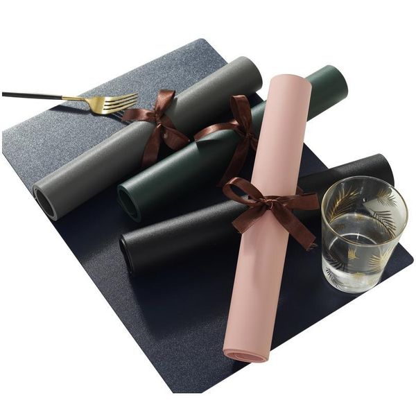 

rectangular table mat pu leather placemat waterproof greaseproof pad kitchen for dining table anti-scalding insulat sqcpgs