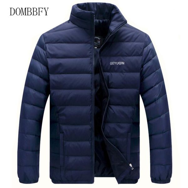 

мужчины осень зима теплые парки куртки мужской ультра легкий белый утка вниз стройный повседневный стенд воротник куртки портативные ветроза, Black