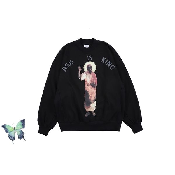 

2021 new autumn winter jesus is king sweatshirt kanye west streetwear trust god sweatshirts men women sweater yklg, Black