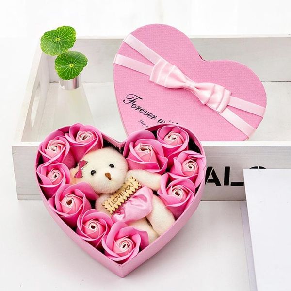 

new day 10 flowers soap year bear foam valentine's bear pink valentine's artificial rose teddy gifts for women flower gift qcxut