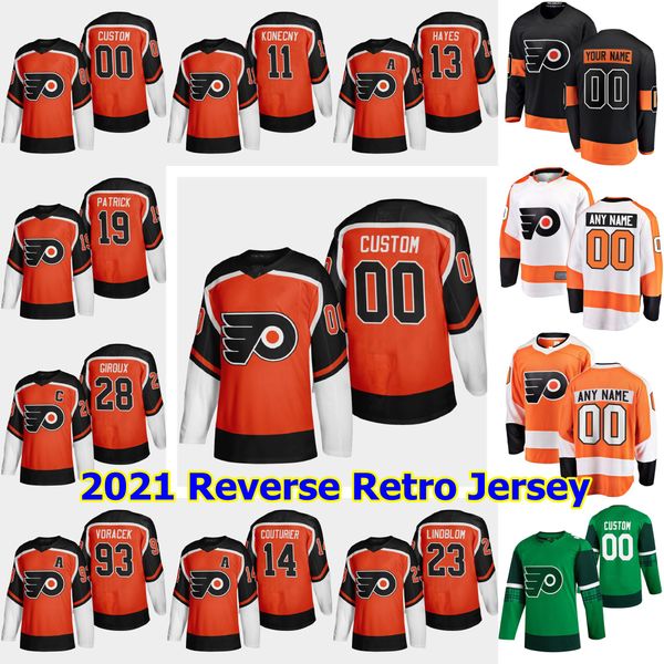 

philadelphia flyers 2021 reverse retro hockey jersey 79 carter hart jersey claude giroux oskar lindblom sean couturier wayne simmonds custom, Black;red