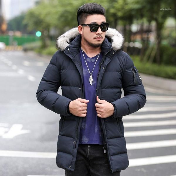

new design 2019 plus size long winter men jacket with fur hood men's clothing casual jackets thickening parkas male coat1, Tan;black