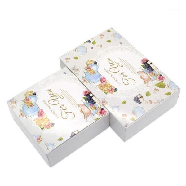 100pcs british flower cupcake boxes gift packaging wedding party baking package vintage floral kraft paper cake box1