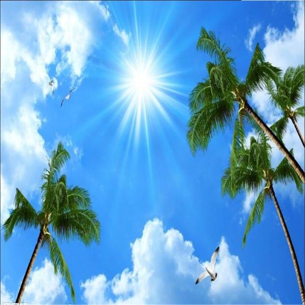 

wallpapers ceiling mural wallpaper po cherry blue sky 3d ceilings home decoration