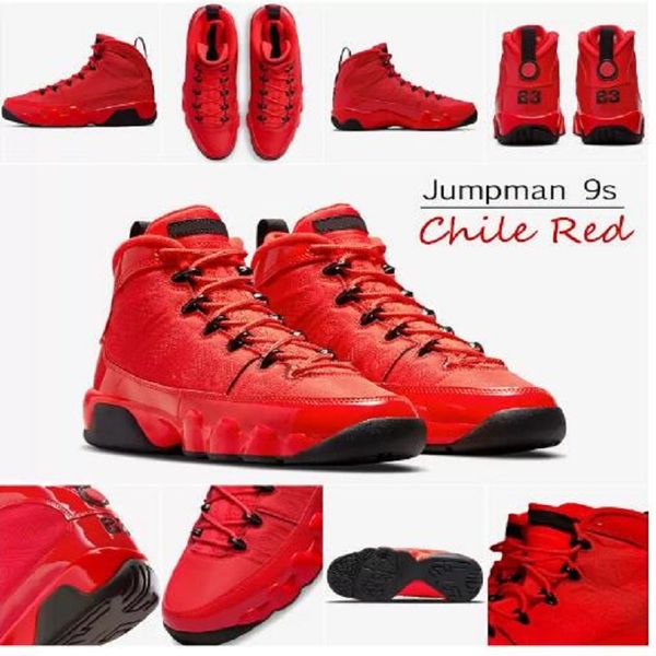 

jumpman 9 9s basketball shoes chile red sneakers mens womens trainers with keychain size us 13