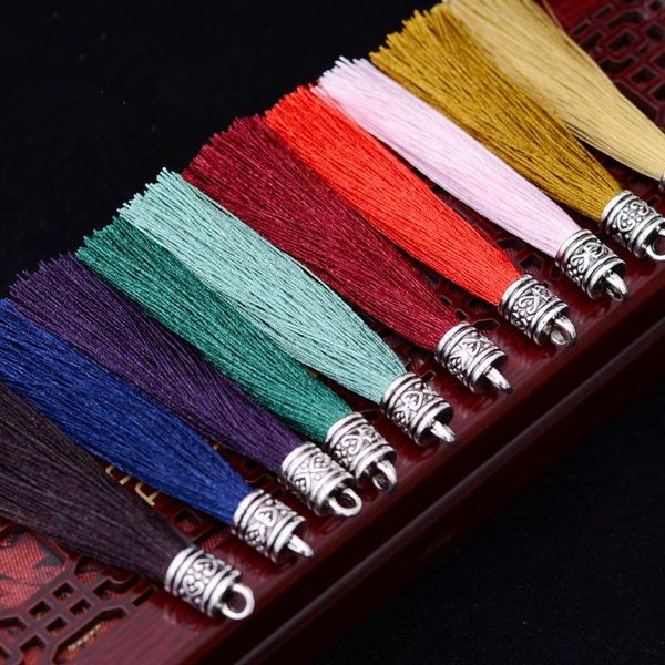 

10pc mini silver cap head tassel jewelry curtain garments decorative accessories key bag hand catenary pendant craft tassels diy h jllqbu
