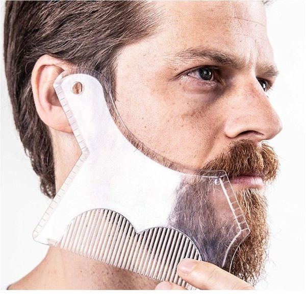 

men beard shaping styling template comb transparent men's beards combs beauty tool for hair beard trim t sqchzy, Silver