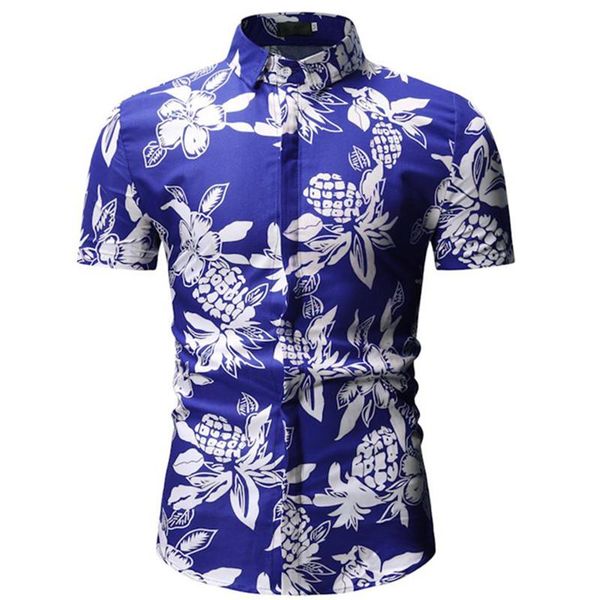 

2020 summer fashion new men's casual short sleeve floral shirt / male beach seaside vacation print blouses, White;black