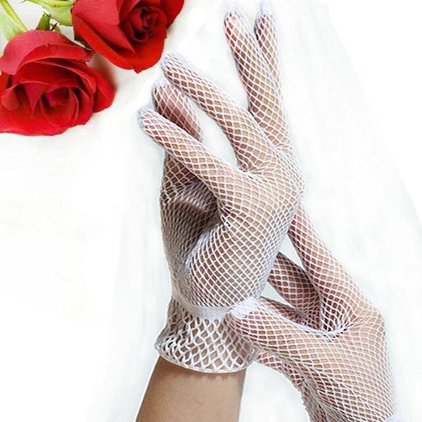 

five fingers gloves spring summer mesh fishnet for women party female dance hand decor mittens, Blue;gray