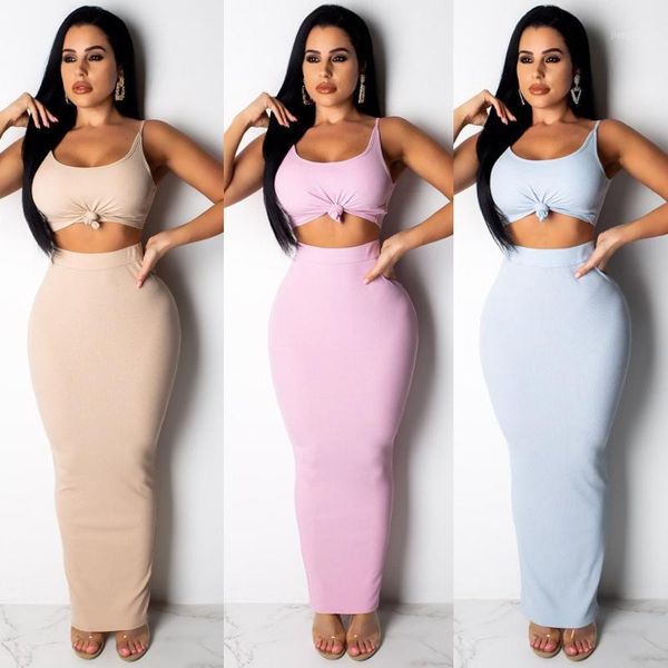 

2019 two piece set crop and long skirt club wear women skinny bodycon female tracksuits matching set1, White