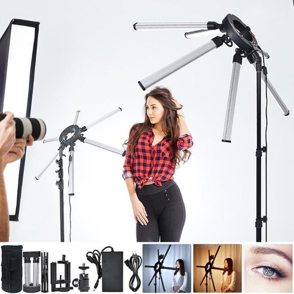 

fosoto tl-1200s pgraphic lighting 3200-5600k 120w multimedia extreme led star light video lamp with tripod for camera makeup1