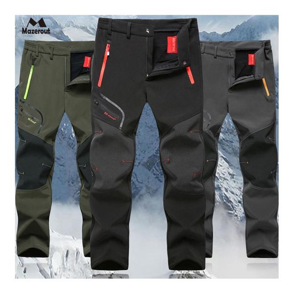 

plus size hiking pant man waterproof softshell winter outdoor trousers sports camp climb fish trekking ski fleece o bbyfyg