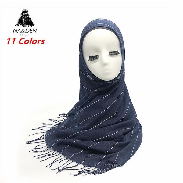 

scarves stripe viscose tassel scarfs warm bandana winter muslim women hijab ladies wrap foulard shawl femme 10pcs/lot, Blue;gray