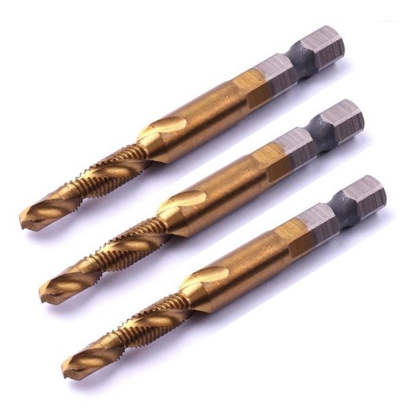 

3pcs metric titanium sprial screw tap drill bit right hand hss m3/m4/m5/m6/m8/m101