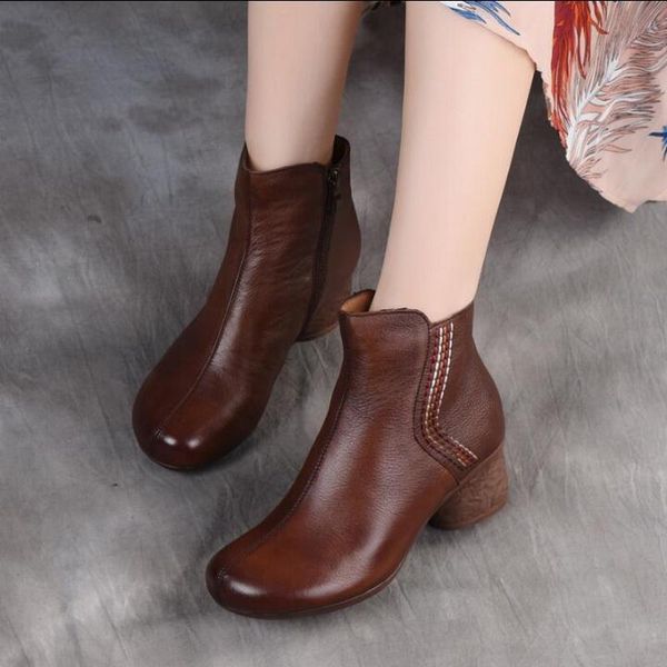 

boots 2021 genuine leather footwear ankle comfortable soft sole riding feminine shoes women's single knight, Black