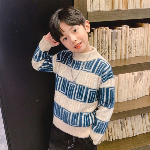 

turtleneck autumn children's 2021 pullover half new boy's winter haima thickening korean version gh3k, Blue