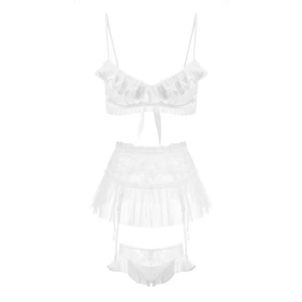 

fashion women lingerie sissy lace spaghetti straps bra and panty high waist garter bandage set panties underwear nightwear c1212, Black;white