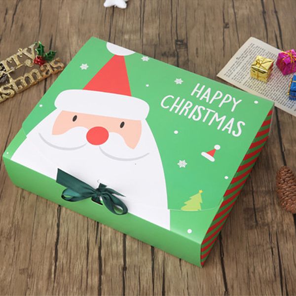 

santa eve christmas claus big gift fairy design kraft papercard present party favor activity box red green new year pack42t7