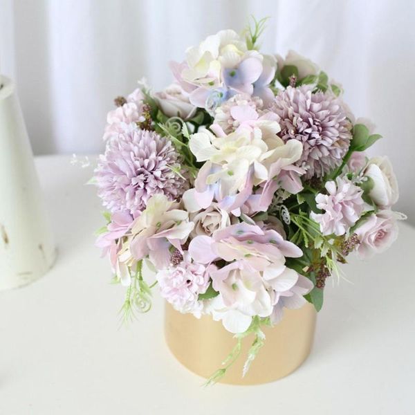 

new 1pc artificial flower rose peony home fake flowers home decor silk hydrangeas flower for wedding decoration