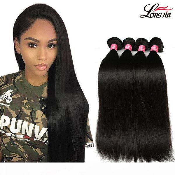 

peruvian straight virgin human hair 3 4 bundles 8a unprocessed peruvian straight hair weft 8-28 inch remy human hair weave bundle, Black