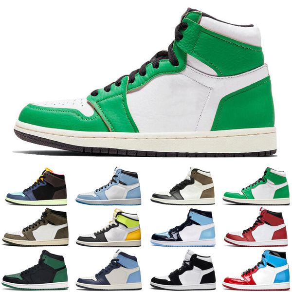 

dark mocha 1 1s jumpman men women shoes lucky green tubro pine unc obsidian athletic mens trainers sports sneakers, White;red