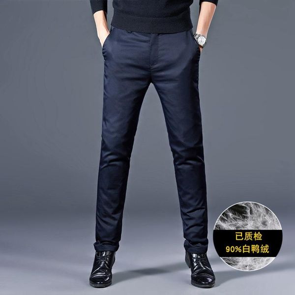 

2021 men's boutique casual detachable liner down pants, thick and warm, micro-elastic down pants, Blue