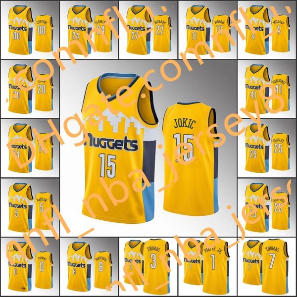

men denver nuggets nikola jokic jamal murray will barton paul millsap gary harris statement nba gold custom jersey, Black;red