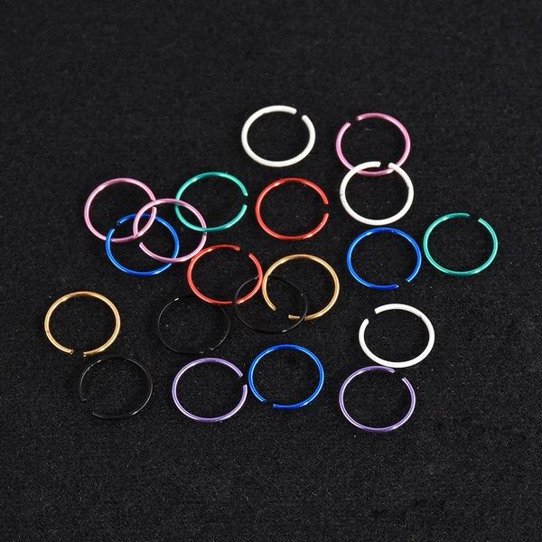 

40pcs new fashion body jewelry 9*0.6mm colorful stainless steel fake nose hoop nose ring stud punk style body piercing jewelry wmtlxb, Silver