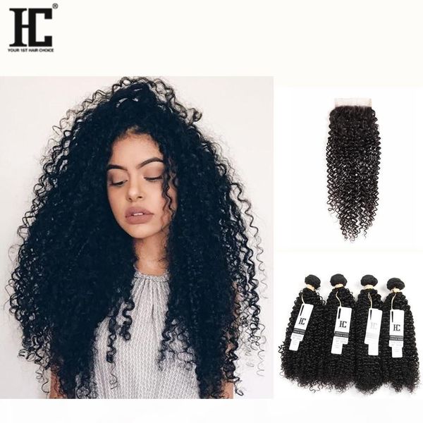 

hc 8a brazilian kinky curly with closure 4 bundles with closure kinky curly brazilian hair with closure brazilian kinky curly virgin hair, Black
