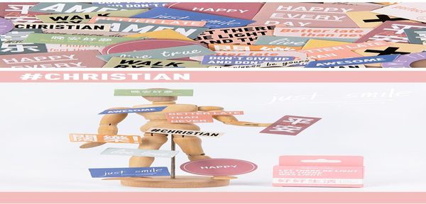 

46pcs box happy stickers patterns cute hand account scrapbooking for car luggage suitcase decor toys children computer notebook wmtaft