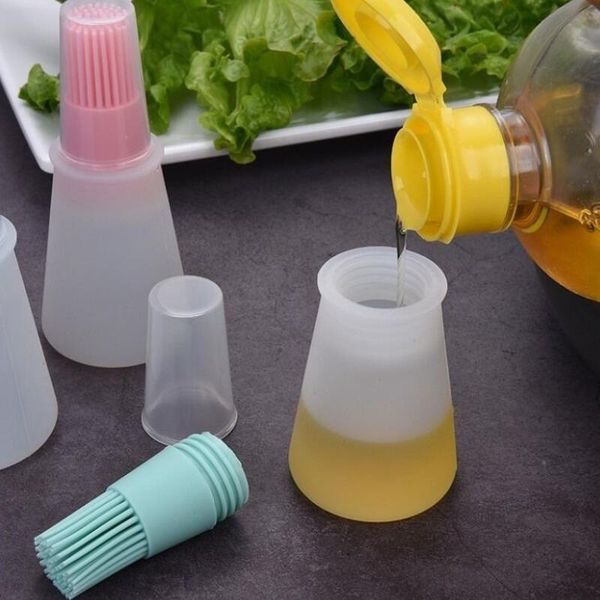 

new}food grade silicone bottle high temperature with lid barbecue baking controllable bbq oil brush dhb2091