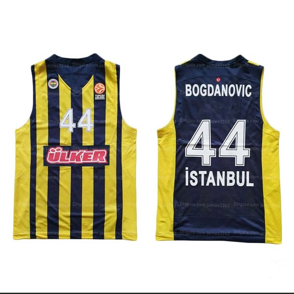Custom Bojan Bogdanovic 44 Basketball Jersey Istanbul Turchia Stampato a strisce e numero