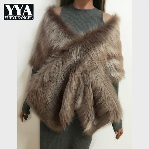 

women's fur & faux womens shawl autumn winter bride wedding dress cape multi colors party poncho imitation warm outwear1, Black