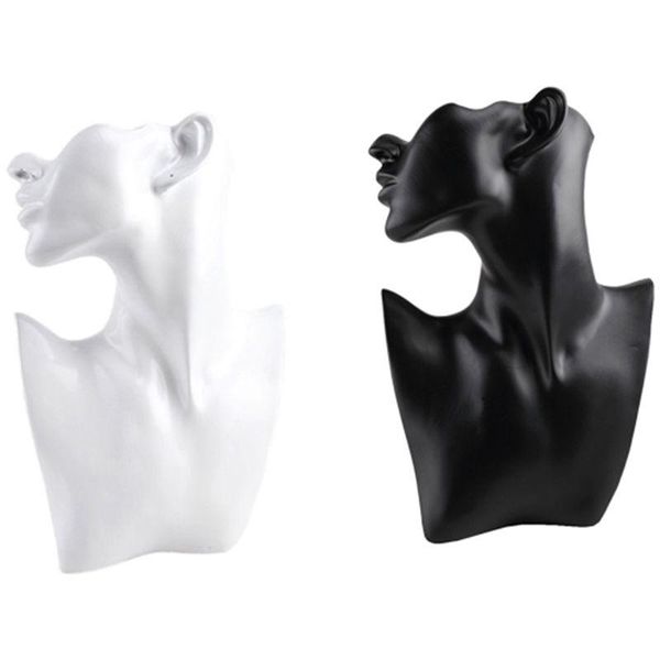 

2x resin material jewelry showcase rack creative earrings necklace figurine display stand white & black, Pink;blue