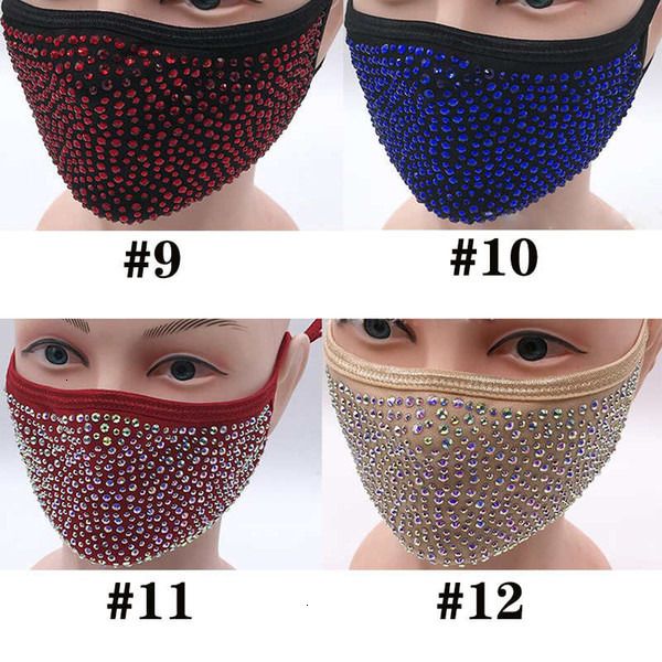 

dustproof face bling diamond fashion protective mask pm2.5 mouth masks washable reusable women colorful rhinestones f